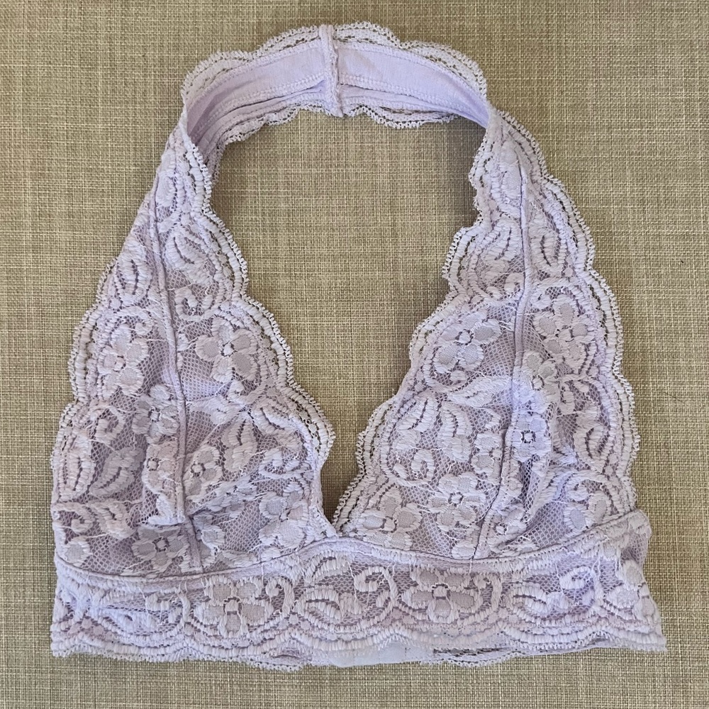 Lilac Purple Lace Halter Top Bralette Bandeau